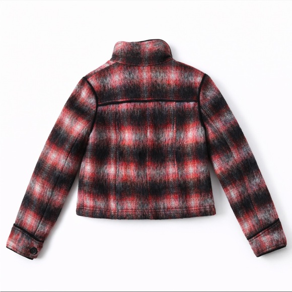 Free People Plaid Military Jacket Cropped Wool Blend Double Breasted, S - Picture 3 of 7